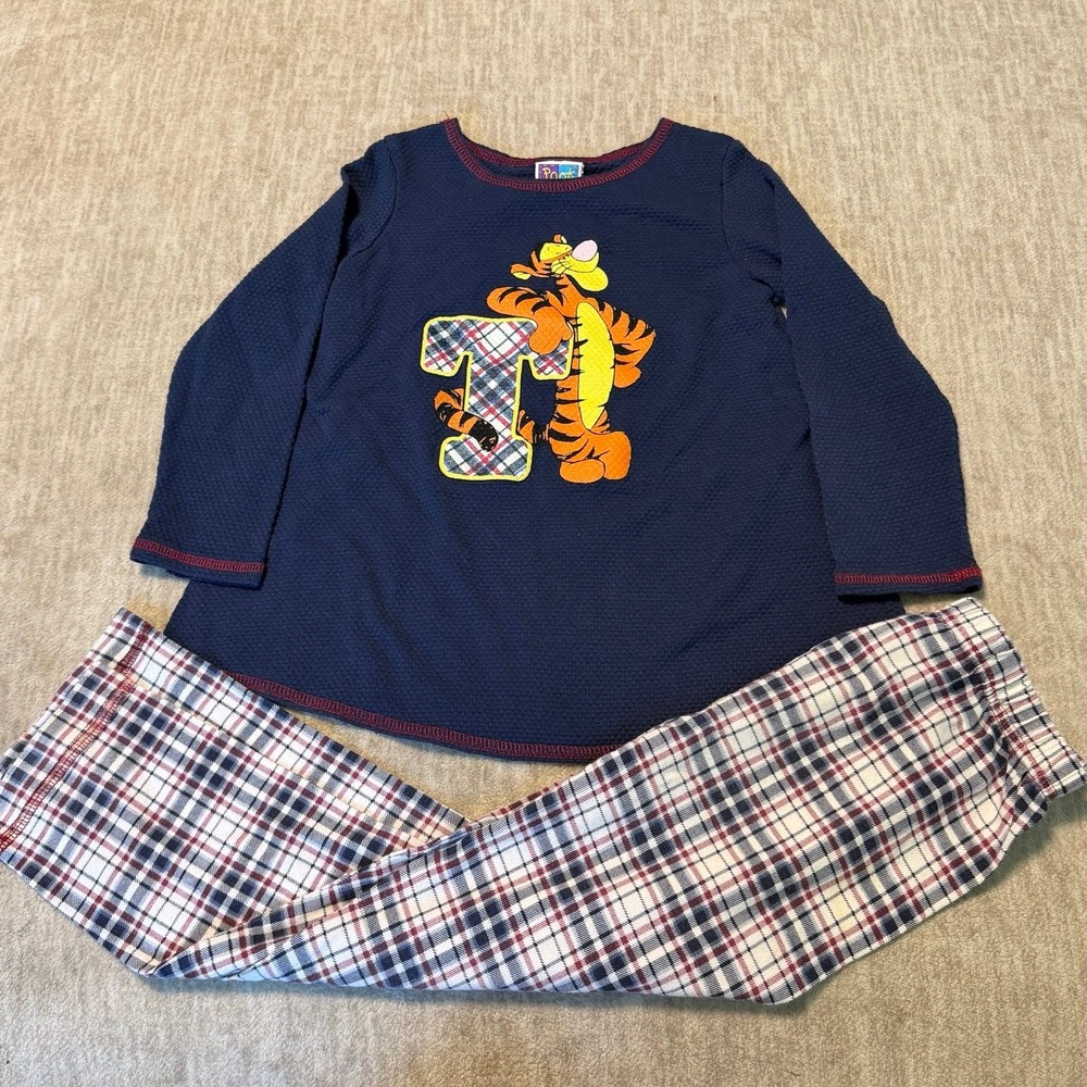 Vintage Disney Tigger Plaid Set Girls Size 6X Blue‎ Pooh Outfit